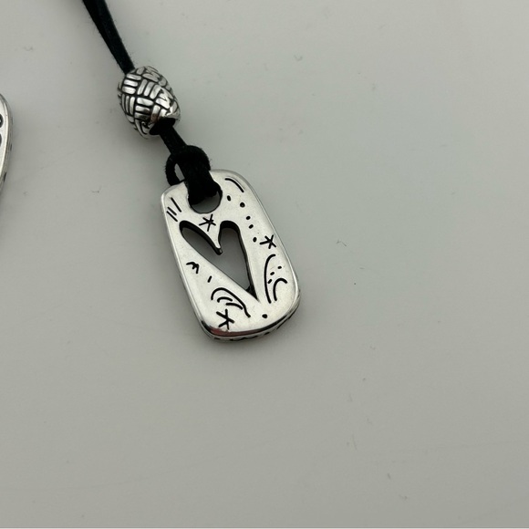 Brighton BRAZILIAN Black Cord Triple-Strand Silver Charms Heart Necklace - Picture 5 of 9